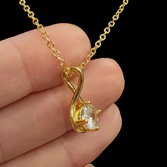 Certified 2 Carat Moissanite 18k Gold Plated Over Sterling Silver Necklace - Picture 11 of 12